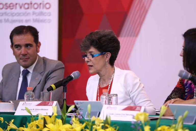 Lorenzo Córdova Vianello Consejero Presidente del INE, Janine Madeline Otálora Malassis Magistrada Presidenta de la Sala Superior del TEPJF y Lorena Cruz Sánchez Presidenta de INMUJERES.