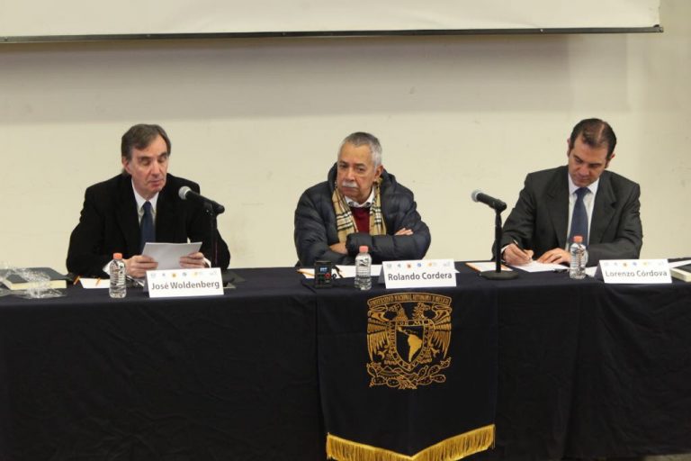 José Woldenberg Karakowsky FCPyS,  Lorenzo Córdova Vianello, Consejero Presidente del INE y Rolando Cordera PUED en la inauguración del 10° Dialogo Nacional por un México Social, Democracia Estado e igualdad: las perspectivas.