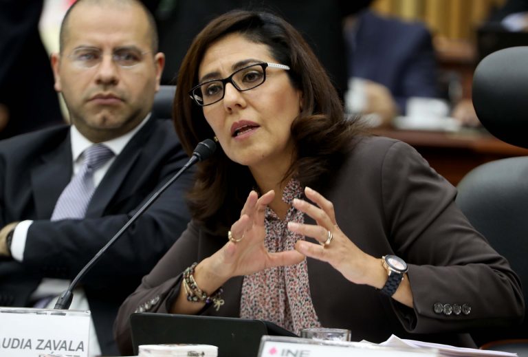 Roberto Ruíz Saldaña y Claudia Zavala Pérez, Consejera y Consejero Electorales.