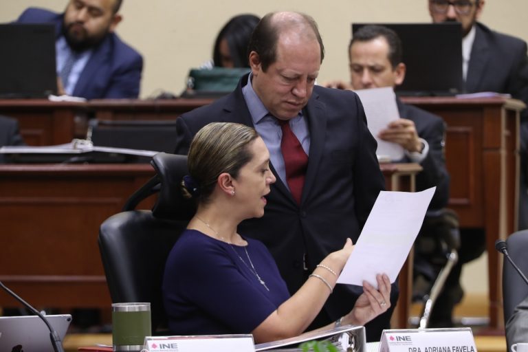 Adriana Favela Herrera y Marco Antonio Baños Consejera y Consejero Electorales.