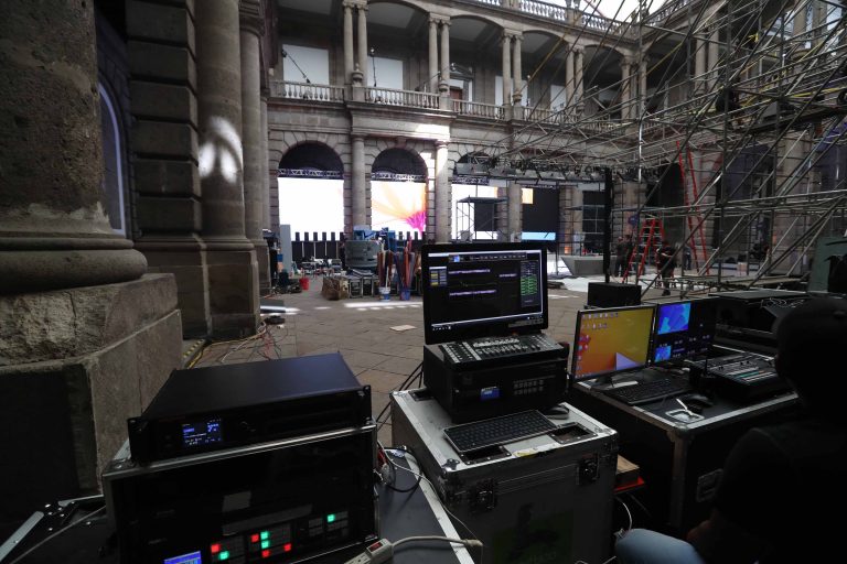 Preparativos para el Primer Debate Presidencial, utilizado el domingo 22 de abril de 2018.
