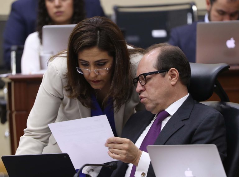 Claudia Zavala Pérez y Marco Antonio Baños Martínez, Consejera y Consejero Electorales.
