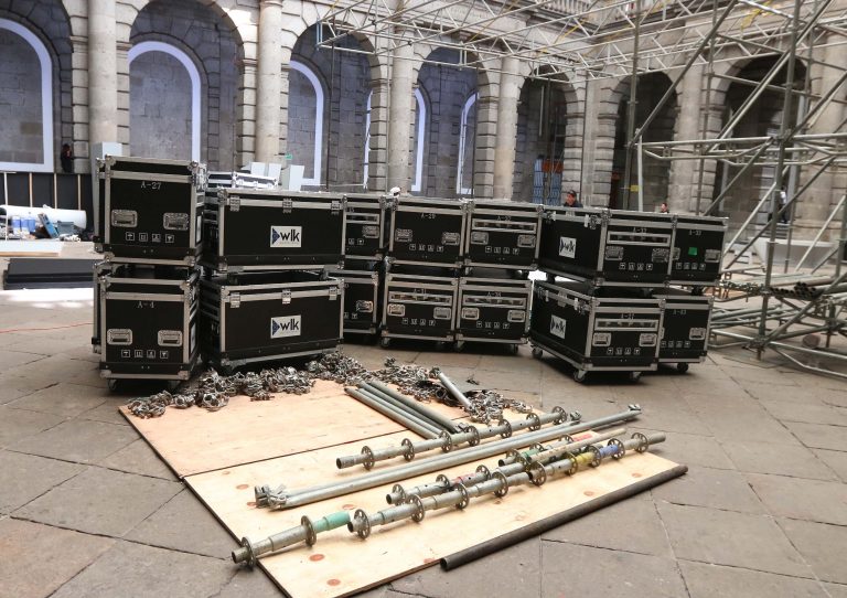 Preparativos para el Primer Debate Presidencial, utilizado el domingo 22 de abril de 2018.