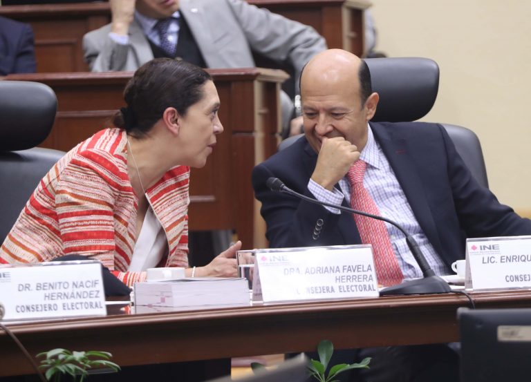 Consejera y Consejero  Electoral Adriana Favela, y Enrique Andrade.