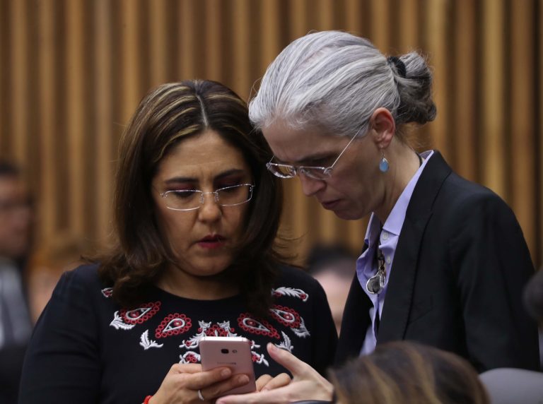 Claudia Zavala Pérez y Pamela San Martín Ríos y Valles Consejeras Electorales.