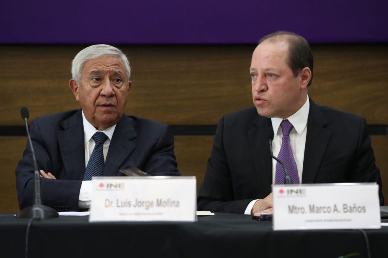 Luis Jorge Molina, Facultad de Derecho de la UNAM y 
Marco Antonio Baños Martínez, Consejero Electoral.