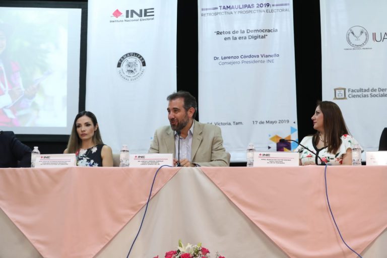María de los Ángeles Quintero Rentería, Consejera Presidenta del IETAM, Lorenzo Córdova Vianello, Consejero Presidente del INE y Olga Alicia Castro Ramírez, Vocal Ejecutivo del INE en Tamaulipas.