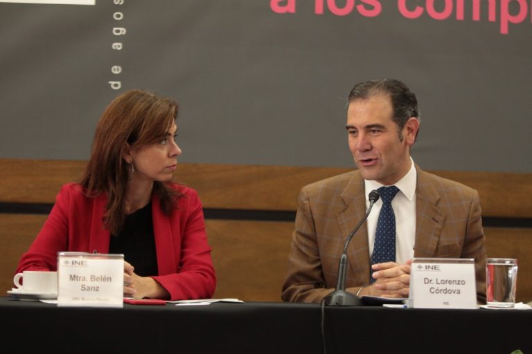 Belen Sanz Luque Representante de ONU Mujeres en México y Lorenzo Córdova Vianello, Consejero Presidente del INE.