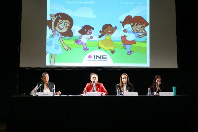 De izq. A der.  Mónica Páez Villa INE, Natividad Cárdenas,  Katia Morales y Gabriela Romero