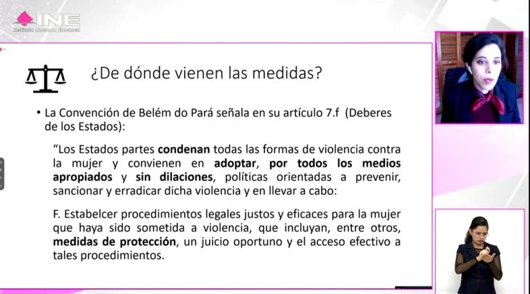 Exposición de la Conferencia “Medidas de Protección en los Casos de Violencia Política por Razón de Género”.