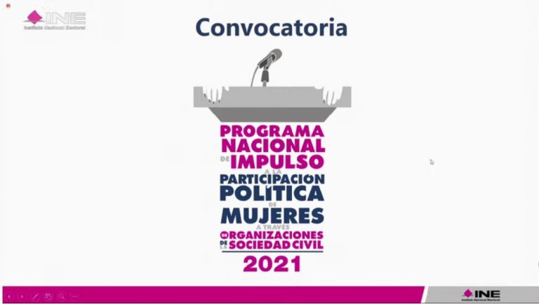 Presentación de la Convocatoria. Programa Nacional de Impulso a la Participación Política de Mujeres a través de Organizaciones de la Sociedad Civil 2021.