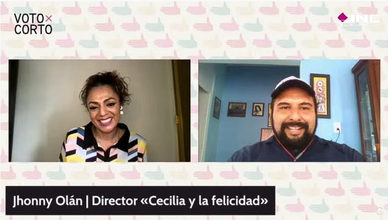 María José Baxin, Coordinadora Reto DocsMX y Jhonny Olán, Director “Cecilia y la Felicidad”.