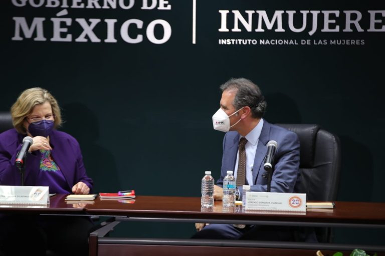 Nadine Gasman Zylbermann Presidenta de Inmujeres y Lorenzo Córdova Vianello Consejero Presidente del INE.