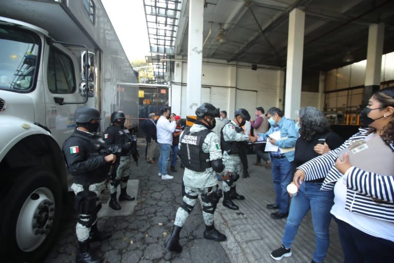 Presencia de la Guardia Nacional en el el Banderazo de salida a distribución de papeletas para la consulta de Revocación de Mandato.