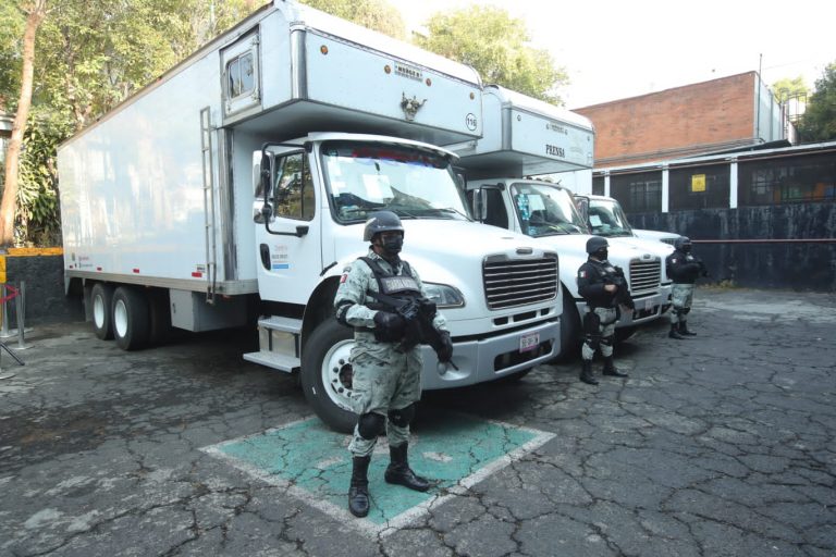 Presencia de la Guardia Nacional en el el Banderazo de salida a distribución de papeletas para la consulta de Revocación de Mandato.