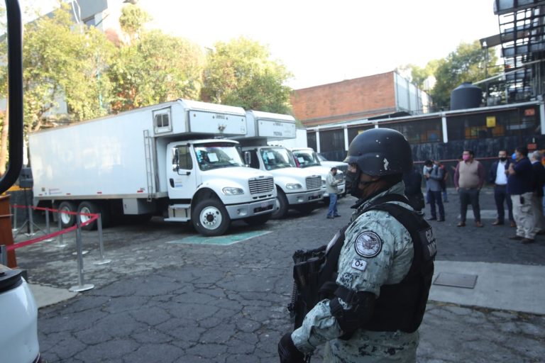 Presencia de la Guardia Nacional en el el Banderazo de salida a distribución de papeletas para la consulta de Revocación de Mandato.