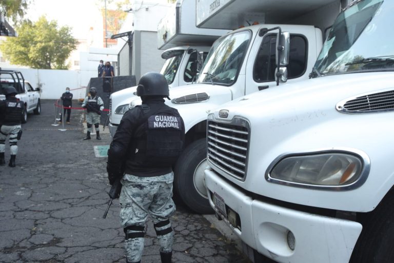 Presencia de la Guardia Nacional en el el Banderazo de salida a distribución de papeletas para la consulta de Revocación de Mandato.