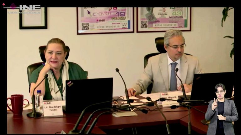 Guadalupe Taddei Zavala, Consejera Presidenta y Miguel Ángel Patiño Arroyo Encargado del despacho de la Secretaría Ejecutiva.