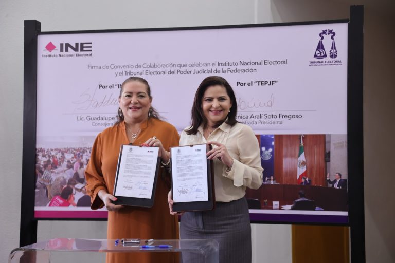 Guadalupe Taddei Zavala Consejera Presidenta del INE y Mónica Aralí Soto Magistrada Presidenta del TEPJF.