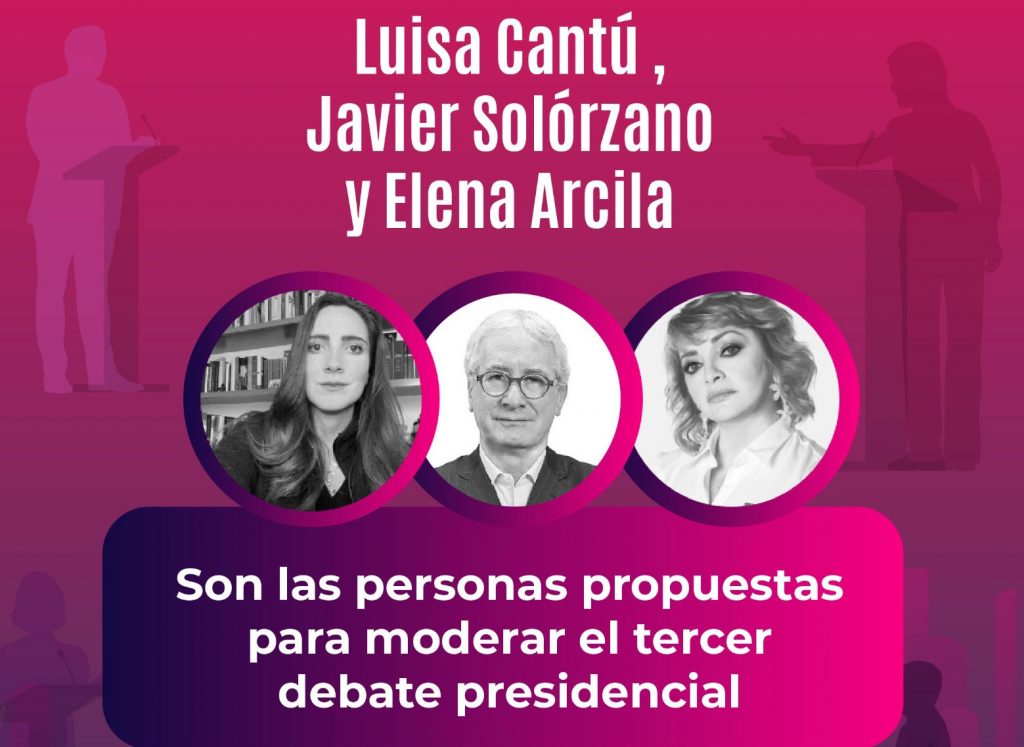 Moderadoras y moderador del 3 Debate Presidencial 2024