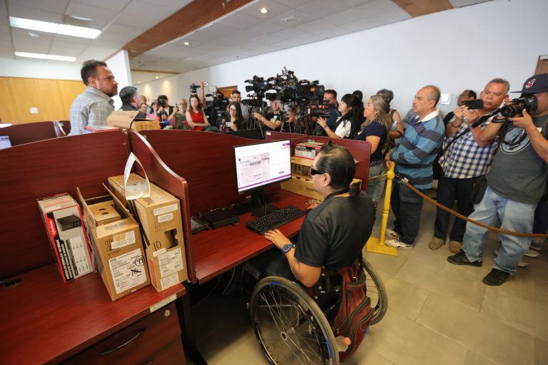 Simulacro en las instalaciones de la calle de Moneda del INE.