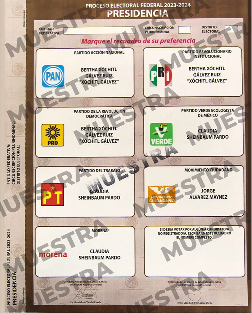 Esta es la boleta electoral que será utilizada para la elección de