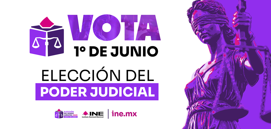 Banner, VOTA EL 1 DE JUNIO, de la elección del Poder Judicial