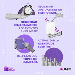 Elementos gráficos de registro, tope de campaña y eventos con texto