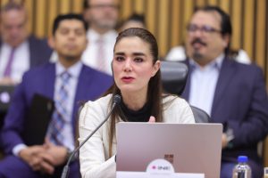 Dania Ravel Cuevas, Consejera Electoral, sentada 5 lugares hacia la derecha del centro de la mesa en forma de herradura.