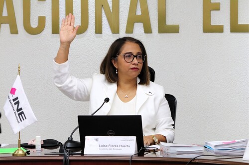 Presidenta del Consejo Local del INE en la Ciudad de México, María Luisa Flores Huerta.