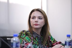 Carla Humphrey Jordan, Consejera Electoral en su participación en el evento.