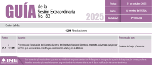 Guía de la Sesión del Consejo General del INE, 31 de octubre