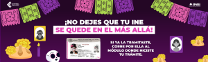 Banner de Credencial para votar con motivo día de muertos