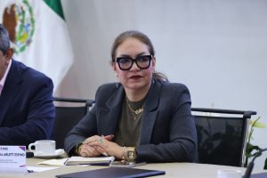 Claudia Arlett Espino, Secretaria Ejecutiva del INE en su participación en el evento.