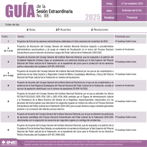 Guía de la Segunda Sesión Extraordinaria del Consejo General del INE, 27 de noviembre de 2025