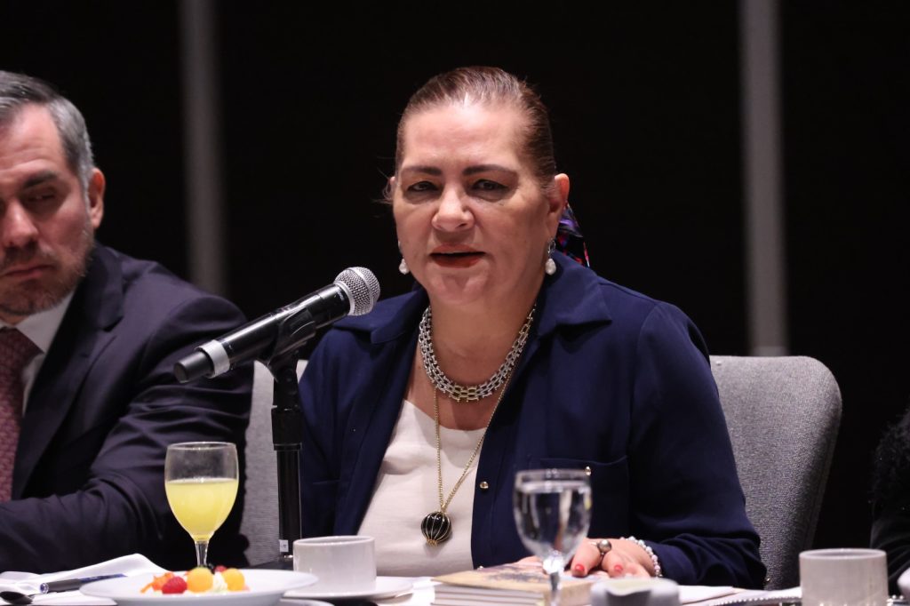 Guadalupe Taddei Zavala, Consejera Presidenta en su participación en el evento.