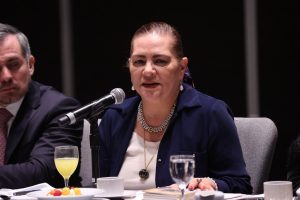 Guadalupe Taddei Zavala, Consejera Presidenta en su participación en el evento.