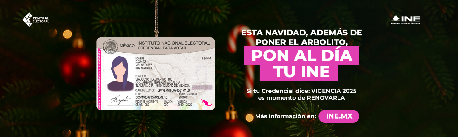 Imagen de la Credencial para Votar con motivo navideño