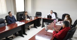 cinco personas en reunión de trabajo