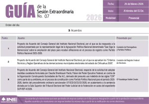 Guía de la Segunda Sesión Extraordinaria del Consejo General del INE, 26 de febrero de 2026