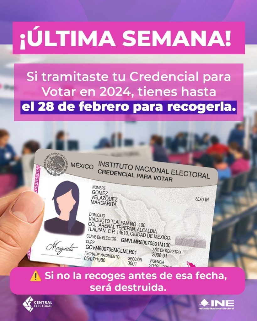 banner de aviso fecha limite para recoger Credencial para Votar
