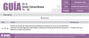Guía de la Tercera Sesión Extraordinaria del Consejo General del INE, 26 de febrero de 2026