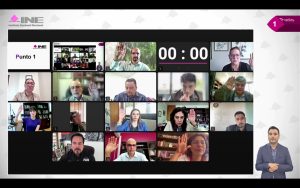 Pantalla con los recuadros de las personas Consejeras Electorales y representantes de los Partidos Políticos.