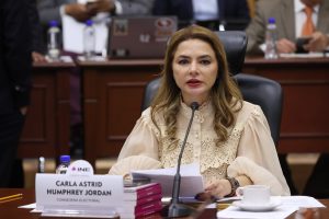 Carla Humphrey Jordan, Consejera Electoral participando en la sesión.