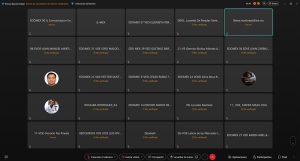 Veinticinco rectángulos que representan a los asistentes en una reunión virtual.