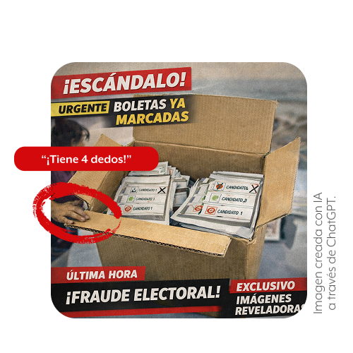 Imagen que representa la idea de revisar los detalles mediante el ejemplo que deja ver indicios de que el material está manipulado. Es una imagen creada con IA a través de ChatGPT.