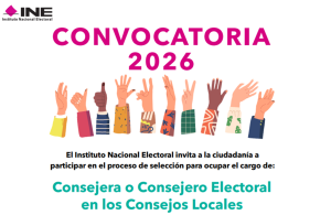 anuncio de convocatoria con manos alzadas en caricatura