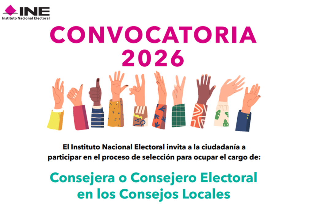 anuncio de convocatoria con manos alzadas en caricatura