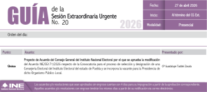 Guía de la Sesión Extraordinaria del Consejo General del INE
