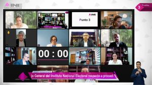 Pantalla con los recuadros de las personas Consejeras Electorales.